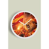 Taraftar Tasarımlı Modern Duvar Saati - 30cm - Önü Camlı Beyaz Kasa - Sessiz Mekanizma, JH1268S30BKP