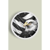 Taraftar Tasarımlı Modern Duvar Saati - 35cm - Önü Camlı Beyaz Kasa - Sessiz Mekanizma, JH1271S35BKP