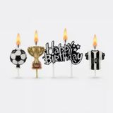 Taraftar Temalı Siyah Beyaz Happy Birthday Kupa Şekilli Mum Set