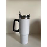 Tarantula Stainless Steel Pipetli Yandan Tutmalı 0.89 Lt Beyaz Seyahat Termosu