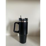 Tarantula Stainless Steel Pipetli Yandan Tutmalı 0.89 Lt Siyah Seyahat Termosu