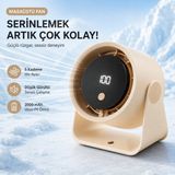 Tarçın 100 Kademe Dijital Ekranlı Şarjlı Mini Masa Vantilatörü - Beyaz