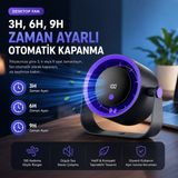 Tarçın 100 Kademe Dijital Ekranlı Şarjlı Mini Masa Vantilatörü - Mor