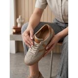 Tarçın Ayakkabı Hakiki Deri Kadın Deri Sneaker Spor Ayakkabı TRC187-0170 - Bej-Süet