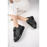 Tarçın Ayakkabı Hakiki Deri Siyah Kadın Deri Sneaker TRC50-0694