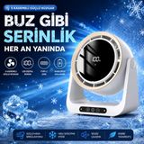 Tarçın Dijital Göstergeli Taşınabilir 5 Kademe Masaüstü Fan - Beyaz