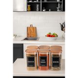TARÇIN HOMES 6'lı 250 Ml Vakumlu Sızdırmaz Ahşap Kapaklı Etiketli Akrilik Baharatlık Seti Saklama Kabı