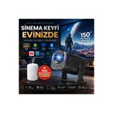 TARÇIN Taşınabilir 4K Destekli Full HD Projektör Spreyli El Fanı Hediyeli- 270° Döner Gövde
