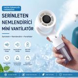 Tarçın Taşınabilir Spreyli Vantilatör USB Şarjlı Mini Fan - Mavi