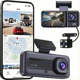 Tarçın Teknomie D108 3 Kanallı Araç Içi Kamera Seti - Wifi 6 & Gps Destekli - Gece Görüşlü 360° Güvenlik - 24 Saat Park Takibi - Siyah