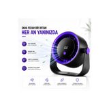 TARÇIN Turbo Güçlü Masaüstü Vantilatör | 100 Kademeli Dijital Ekranlı, Zaman Ayarlı, Type-C Şarjlı, Duvara Monte Edilebilir Mini Fan