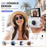 Tarçın Viora Mini 4K Aksiyon Kamerası 180° Döner Ekran Wifi Geniş Açı Taşınabilir Vlog Kamera - Beyaz