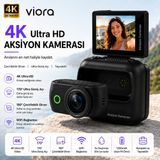 Tarçın Viora Mini 4K Aksiyon Kamerası 180° Döner Ekran Wifi Geniş Açı Taşınabilir Vlog Kamera - Siyah