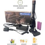 Tarez Gold Police GP-259 Tüfek Bağlantı Aparatlı Şarjlı El Feneri Profesyonel Avcı Feneri