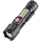 Tarez PS-2306C Ultra USB Şarjlı Polis El Feneri, Bekçi, Asker El Feneri Kırmızı Mavi Çakarlı 1000 Lümen