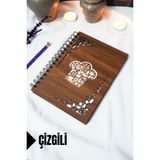 Tarif Defteri Ahşap Kapaklı Defter - Çizgili Defter - 60 Yaprak (120 Sayfa) - A5 15X21 cm