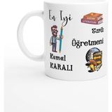 Tarih Öğretmeni Hediyesi – Kişiye Özel Porselen Kupa Bardak, Çift Taraf Baskılı, 300 Ml, Kutulu - 1 Adet