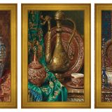 Tarihi Antika Eşyalar Temalı 3 lü Kanvas Tablo Seti DBSANAT10521