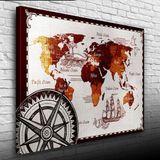 Tarihi Dünya Haritası Kanvas Tablo 50 X 70
