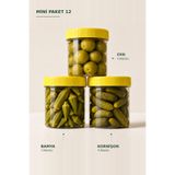 Tarihi Kemerburgaz Turşucusu Mini Paket 12 Erik, Bamya, Kornişon Salatalık Turşusu 3 x 330 g