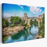 Tarihi Mostar Köprüsü Manzarası, Sanatsal Dekoratif Kanvas Tablo, Duvar Dekoru 1115