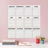 Tarihsiz Aylık Planlayıcı Duvar Takvimi - Minimalist Siyah Beyaz Modern Planlayıcı (12 Ay)
