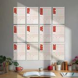 Tarihsiz Aylık Planlayıcı Takvim, Kırmızı Retro Organizer Planlayıcı