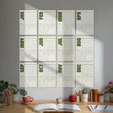 Tarihsiz Aylık Planlayıcı Takvim, Matcha Yeşil Retro Organizer Duvar Planlayıcı