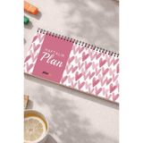 Tarihsiz Spiralli Haftalık Masaüstü Planlayıcı - Kalpler - 10X30 cm Plango - Pembe
