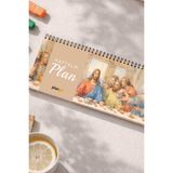 Tarihsiz Spiralli Haftalık Masaüstü Planlayıcı - Son Akşam Yemeği - 10X30 cm Plango - Kahverengi