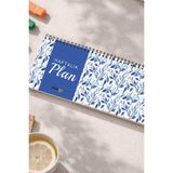 Tarihsiz Spiralli Haftalık Masaüstü Planlayıcı - Yapraklar - 10X30 cm Plango - Mavi