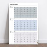 Tarihsiz Üç Aylık Duvar Takvimi, 90 Günlük Plan, Duvar Planlayıcı, Gri Renk - 35x50 cm