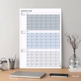 Tarihsiz Üç Aylık Duvar Takvimi, 90 Günlük Plan, Duvar Planlayıcı, Gri Renk - 50x70 cm