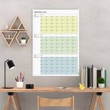 Tarihsiz Üç Aylık Duvar Takvimi, 90 Günlük Plan, Duvar Planlayıcı, Yeşil Renk - 70x100 cm