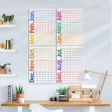 Tarihsiz Üç Aylık Duvar Takvimi Seti, Zamansız Takvim, Planlayıcı Set, Rengarenk, 90 Günlük Takvim, 90 Günlük Plan - 33X48CM - Canlı Renkler