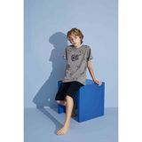 Tarık Erkek Çocuk Goal T-Shirt Bermuda Alt Penye Süprem Bisiklet Yaka Orta Kalın Pijama TAKIMI-3938 - Antrasit - 6 - 7 Yaş