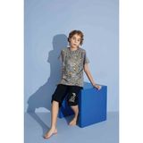 Tarık Erkek Çocuk Kaplan T-Shirt Bermuda Alt Penye Süprem Bisiklet Yaka Orta Kalın Pijama TAKIMI-3975 - Antrasit - 8 - 9 Yaş