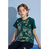 Tarık Erkek Çocuk Kaplan T-Shirt Bermuda Alt Penye Süprem Bisiklet Yaka Orta Kalın Pijama TAKIMI-3975 - Yeşil - 6 - 7 Yaş