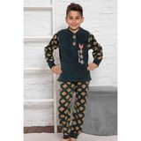 Tarık Erkek Çocuk Kışlık Polar Pijama Takımı - Yeşil - 11 - 12 Yaş