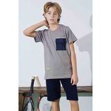 Tarık Erkek Çocuk Sportswear Cepli T-Shirt Sweatshirt Alt Bisiklet Yaka Orta Kalın Pijama TAKIMI-3962 - Antrasit - 10 - 11 Yaş