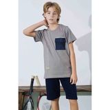 Tarık Erkek Çocuk Sportswear Cepli T-Shirt Sweatshirt Alt Bisiklet Yaka Orta Kalın Pijama TAKIMI-3962 - Antrasit - 6 - 7 Yaş
