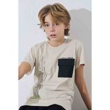 Tarık Erkek Çocuk Sportswear Cepli T-Shirt Sweatshirt Alt Bisiklet Yaka Orta Kalın Pijama TAKIMI-3962 - Bej - 8 - 9 Yaş
