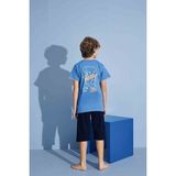 Tarık Erkek Çocuk T-Shirt Bermuda Alt Penye Süprem Bisiklet Yaka Orta Kalın Pijama TAKIMI-3930 - Mavi - 2 - 3 Yaş