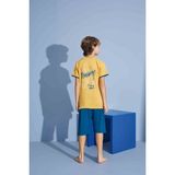 Tarık Erkek Çocuk T-Shirt Bermuda Alt Penye Süprem Bisiklet Yaka Orta Kalın Pijama TAKIMI-3930 - Sarı - 3 - 4 Yaş