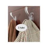 TARIK HOME 2 Adet Şeffaf Renk Askılık - Kendinden Yapışkanlı, Güçlü, Kapı Arkası, Mutfak, Duvar, Banyo Askısı