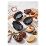 TARIK HOME 4'lü Yapışmaz Mini Karbon Çelik Tart, Kek ve Turta Kalıbı Seti - 9 cm Porsiyonluk