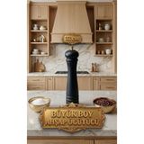 TARIK HOME Büyük Boy 32 cm Ahşap Karabiber ve Tuz Öğütücü Değirmen Mat Siyah
