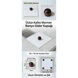TARIK HOME Gerçek Mermer Banyo Gider Kapatıcı Akasya Ahşap Top Başlıklı 10x10 cm Koku Ve Haşere Önleyici Süzgeç Kapağı