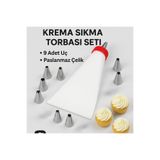 TARIK HOME Krema Sıkma Torbası Seti 10 Parça Paslanmaz Çelik Pasta Krema Torbası Kek Süsleme Kurabiye Tart