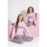 Tarık Kadın Pembe Ayıcık Desen Anne Kız Kombin Termal Kışlık Sıcak Tutan Yumuşak Pijama Takımı - 10 - 11 Yaş